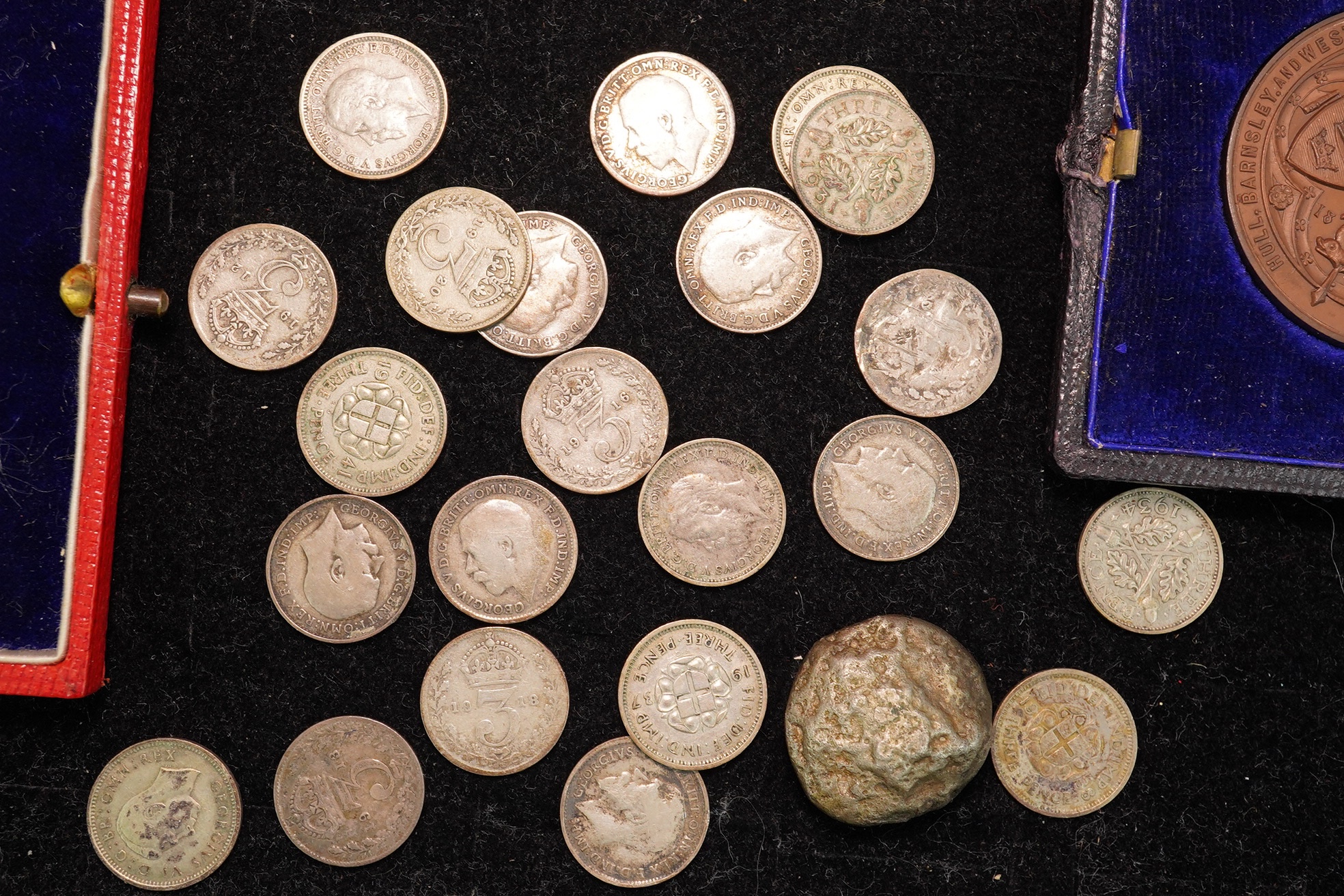 British Royal commemorative medals, Victoria Diamond Jubilee, bronze and silver medals, each in case of issue, together with Barnsley and West Riding Junction Railway and Dock company medal July 16, 1885